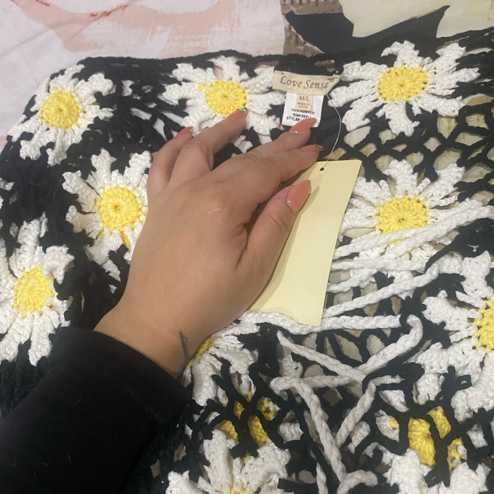 Love Sense Black and Yellow Crochet Top